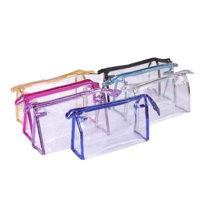 China PVC Zipper Customized Clear Color Zipper Bag Hand Pouch Cosmetic Organizer Makeup Bag for sale