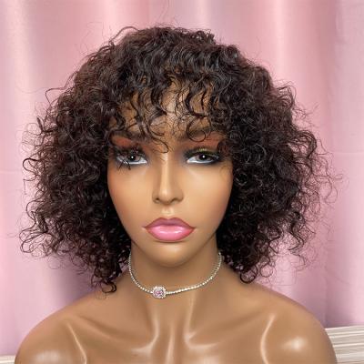 China Wholesale Popular Natural Regular Wig Water Wave Wig 10inch Women's Virgin Brazilian Wig Headline Hair for sale