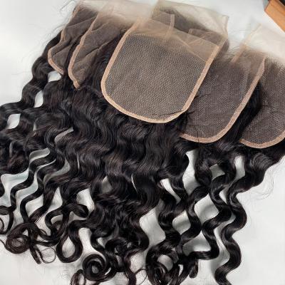 China Cheap High Quality Natural Virgin Human Hair 100% Natural Wave Headline Wave 5*5 Lace Closure for sale