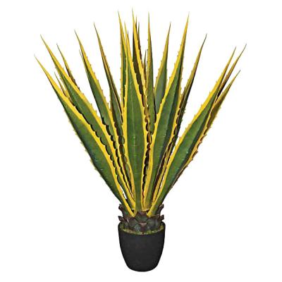 China Outdoor Minimalist With UV Resistant Yellow Edge Plastic Artificial Agave Aloe Sansevieria Variegated Plants for sale