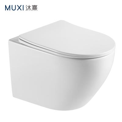 China Wall Hung Toilet Rimless Wall Mounted Washdown Ceramic Toilet Modern Sanitary Ware Wall Mounted Double-Flow Ware Toilet for sale