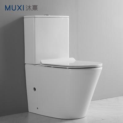 China High Quality White Rimless Ceramic Toilet Two Pcs Washdown Color Double-flush P-trap 180mm CE Ceramic Toilet For Bathroom for sale