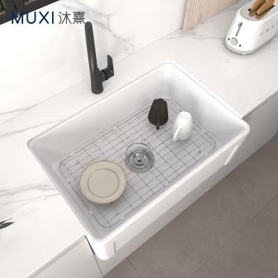 China Without apron white color kitchen sink cUPC porcelain kitchen sink North American farmhouse apron ceramic kitchen sink with single bowl for sale