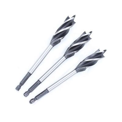 China Wood Drilling OEM Customized Four Flute Wood Auger Drill Bit 1/4 Quick Change Shank for sale