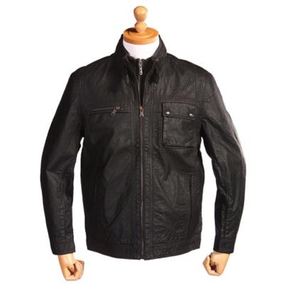 China Durable Durable Professional Bomber Jacket Men Black PU Leather Jacket for sale