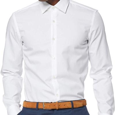 China Office Style Plain Cotton White Men's Anti-Pilling Shirts Anti-Pilling for sale