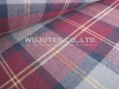 China 100% Cotton Yarn Dyed Fabric, Twill Weave, Check Brushed Cloth for sale