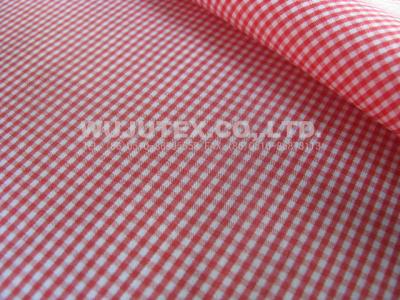 China Good Quality Cotton Nylon Fabric / Spandex Check Fabric Plain Weave Red / White for sale