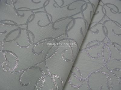 China Ladies Fashion 240gsm Poly Cotton Silver Lurex Jacquard Woven Fabric for Clothes for sale