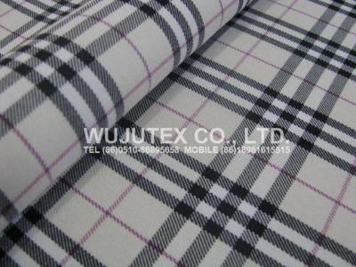 China TR spandex 75% polyester 23% rayon 2% span, check, weight 205g/sm excellent handfeel achieved. Art. WJY5324# for sale