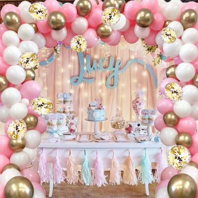 China Party Deco Balloon Arch Kit Garland 16Ft Long White Gold 115pcs Pink Balloons Pack Arch For Girl Birthday Party Decorations for sale