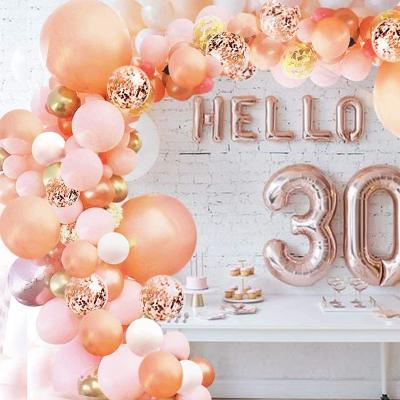 China Party Deco 152 Pieces Rose Gold Balloon Garland Arch Kit Rose Gold Pink White and Gold Confetti Latex Balloons for Party Decorations for sale