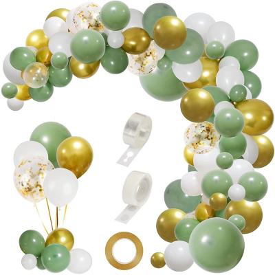 China Party Deco Balloon Garland Arch Kit Gold Confett Green and Gold Latex Metallic Balloons Set for Wedding Birthday for sale