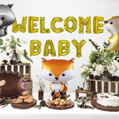 China Party deco Woodland Animal Foil Balloons Welcome Baby Balloons Woodland Baby Shower Party Decoration for sale