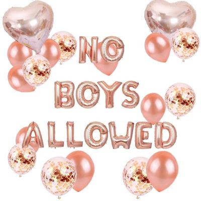 China Party Deco Pajama Party Decorations for Girls Rose Pink BOY NOT ALLOWED Banner Balloons Supplies Wife Sleeping Gifts Pack for sale