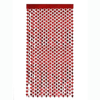 China Red Party Decoration Heart Fringe Curtains For Valentines Decorations Metallic Fringe Braid For Engagement Party Decorations Wedding Backdrop for sale