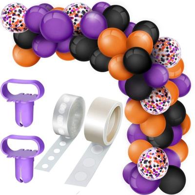 China Party Decorations Halloween Balloon Arch Garland Kit Black Orange Purple Latex Balloons Confetti Balloons Halloween Party Decoration for sale