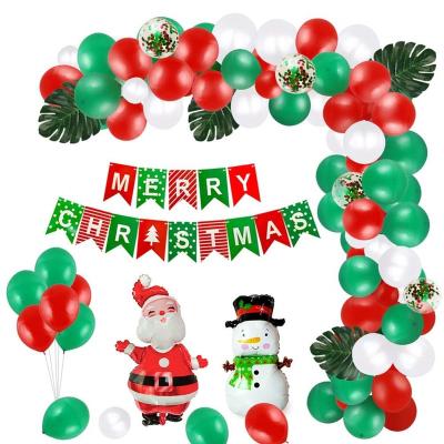 China Party Decorations 100Pcs Christmas Party Decorations Balloons Kit Merry Christmas Banner Christmas Inside With Santa Claus Snowman Foil Balloons for sale