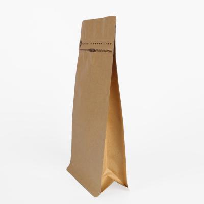 China Security Custom Printing Food Grade Kraft Paper Coffee Bags Flat Bottom Holder Up Ziplock Pouch With Valve And Zipper for sale