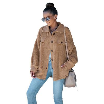 China Anti-Wrinkle Winter Casual Turn Down Collar Velvet Long Sleeve Jackets Coats For Women for sale