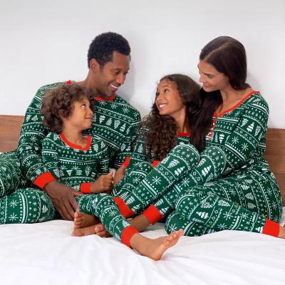 China Christmas QUICK DRY Green Family Matching Pajamas Set Mother Father Kids Clothes Outfit Baby Rompers Sleepwear Pajamas for sale