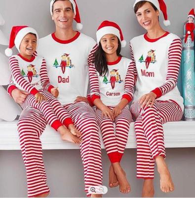 China 2021 New Arrivals QUICK DRY Family Christmas Pajamas Matching Stripe Printing Casual Long Sleeve Fashion Suit Women for sale