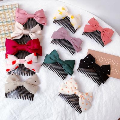 China Comfortable Soft Bow Insert Comb Princess Headdress Hair Comb Girl Bangs Broken Hair Comb for sale