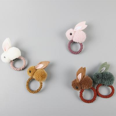 China Comfortable cute cartoon rabbit plush rabbit hairpin autumn and winter hair ring rope main children's three-dimensional hair accessories for sale