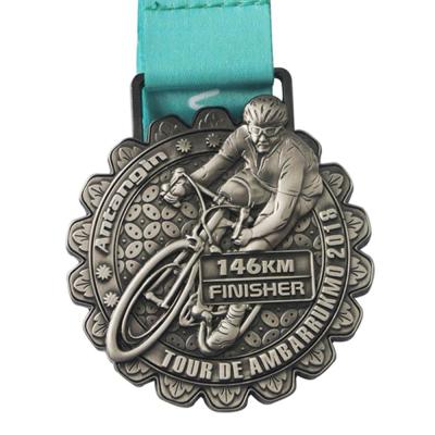 China Antique Silver Plating Logos Europe 5 Inch Marathon Bicycle Running Custom 3d Sport Metal Medal for sale