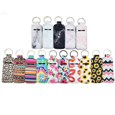 China Neoprene Lipstick Holder Lip Blam Lipstick Stick Holder Key Chain Keychain for sale