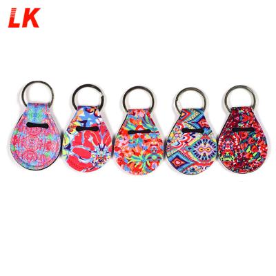 China Neoprene Lip Balm Stick Holder Lanyard Keychain Neoprene Chapstick Holder Key Chain for sale