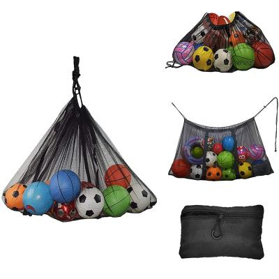 China Durable Folding Mesh Bag Rope Mesh Bag Large Capacity Storage Of Soccer, Basketball, Volleyball And Other Ball Storage for sale