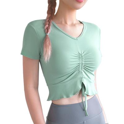 China Custom Made Oversized Short Sleeve Crop Top Women Fitness Breathable Gym T-Shirt for sale