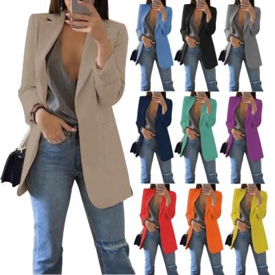 China Anti-Wrinkle Autumn Ladies Office Blazers Solid Color Woman Blazer Jacket Business Women Formal Suits S-5XL Plus Size Blazer Coat for sale