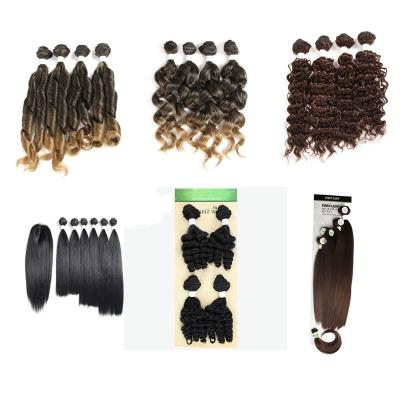 China Beautiful Luxury Color 6 Pcs / Bundle Synthetic Hair Bundles With Closure In Stock High Temperature Fiber Hair Bundles Weave For Women for sale