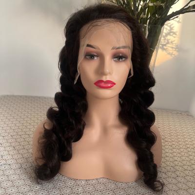 China Natural Black Brazilian Raw Hair Wigs 13*4 Loose Deep Wave Human Hair Lace Front Virgin Human Hair Wig For Black Women for sale