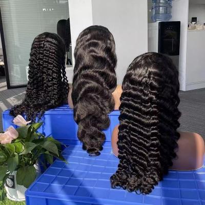 China Factory Wholesale Deep Wave Brazilian Deep Wave 13X4 Frontal Wigs Lace Front Human Hair Wigs For Women Richgirl Curly Lace Closure Wig for sale