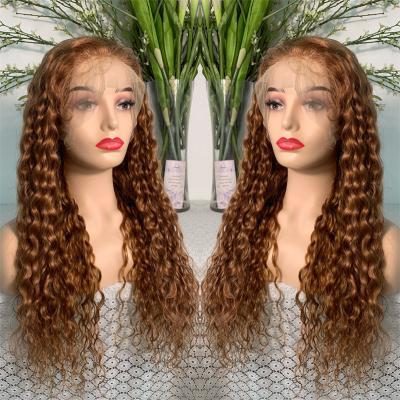 China Deep Curly Deep Wave Lace Front Human Hair Wigs P4/27 Highlight Wig For Blonde Color Women Wave Wigs Pre Plucked With Baby Hair for sale