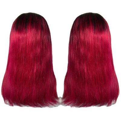 China Factory Wholesale Body Wave Burgundy Color Bob Short 13*4 And 4*4 Lace Up Yaki Frontal Straight Brazilian Hair Curly Straight Wig Wigs for sale