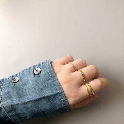 China Fashion 18K gold color pearl small stainless steel rings hypoallergenic simple acero acero anillo stainless ring for women for sale