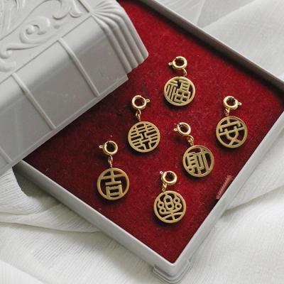 China Hypoallergenic Chinese Love Lucky Kanji Chinese Character Pendant Safe Around Stainless Steel Dangle Charms For Necklace DIY Kalung Titanium for sale