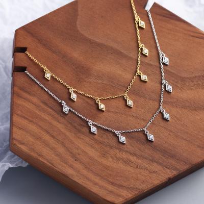 China Latest Anti-allergic Woman Jewelry 925 Sterling Silver Chocker Zircon Diamonds Necklace Miner Woman for sale