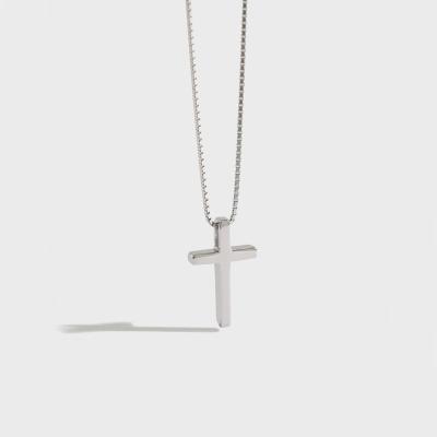 China S925 Sterling Silver Simple Joker Necklace Anti-allergic Silver Chain Cross Ornaments for sale