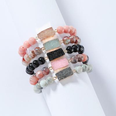 China Wholesale fashionable crystal group jewelry fashion brand crystal tooth resin bead elastic line bracelet new for sale