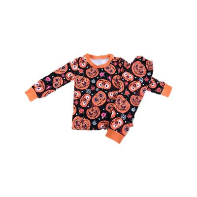 China Wholesale Custom Breathable Pumpkin Cartoon Plaid Soft Pajamas Sets Kids Pajamas Milk Silk Girls Boys Sleepwear for sale