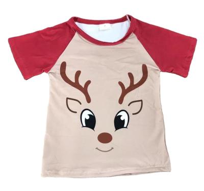 China Boutique Children's Clothing Wholesale Sales Baseball Red Casual Print Sunflower Short Sleeve T-shirt Christmas for sale