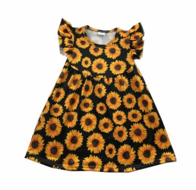 China Boutique high quality silk clothing kids wholesale milk polyester/cotton girls twirl dresses for sale