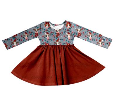 China Latest Cotton Winter Pattern Design Party Wear Polyester/Children Kids Girl Western Girl Dress For Kid Girl Spin Dress for sale