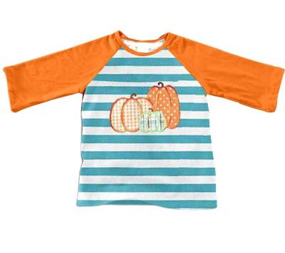 China Polyester/Cotton The New Fall/Winter Collection One Long Sleeve With Striped Pumpkin Embroidery For Boys for sale