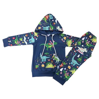 China 2021 Wholesale High Quality Autumn Boys Black Hooded Polyester/Cotton RTS Cartoon Outfit Clothing For Kids for sale